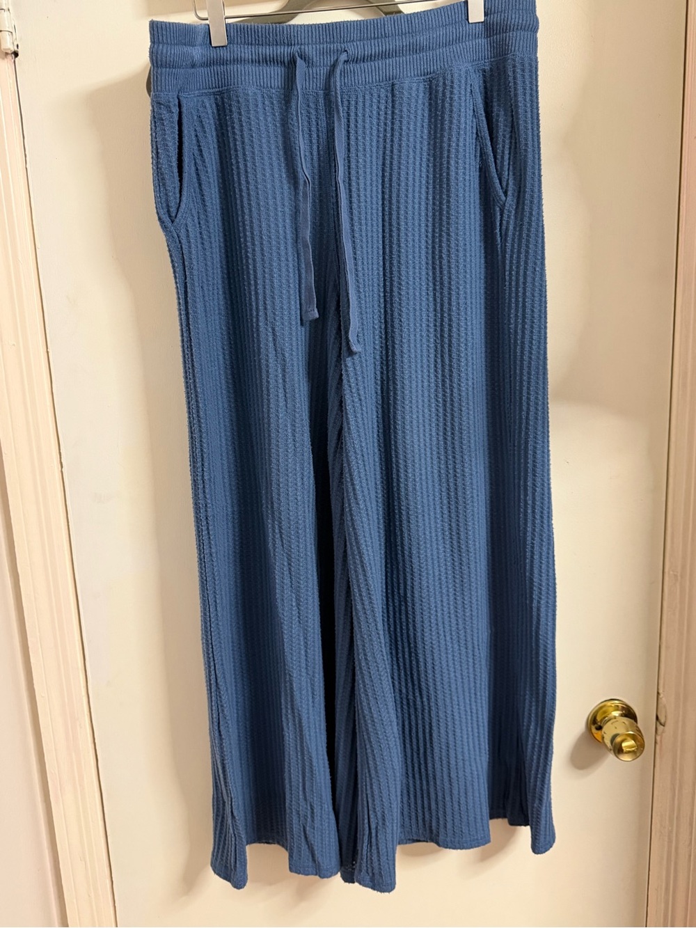 Torrid Blue Wide-Leg Waffle Knit Drawstring Pants